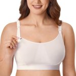 Gratlin Women's Plus Size Nursing Bra Sports Maternity Support Cotton Breastfeeding Bras Ivory 4X-LARGE
