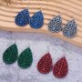 4 Pairs Set Pretty Craved Hollow Leaf Shaped Dangle Earrings Wooden Jewelry Bohemian Simple Style Unique Statement Female Ear Decor