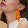 1 Pair Long Acrylic Rose Petal Earrings Dangle Exaggerated Flower Earrings Floral Tassel Earrings Cute Party Jewelry Holiday Birthday Christmas Halloween Gift For Women