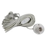 Lamp Holder With Cable And Thru Switch 10M White
