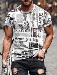 Vintage Letters Print Crew Neck Short Sleeve T-Shirt For Men Casual Summer T-Shirt For Daily Wear And Vacation Resorts