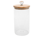 Glass Canister Bamboo Lid Crystal Knob 1.5LT