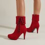 Women's Ankle Boots Side Zipper Round Toe & Stiletto High Heel Shoes Women's Footwear