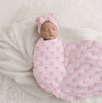 Pink And Pink Bow Swaddle Wrap Set Newborn Hospital Set