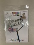 Happy Birthday Silver Cake Topper