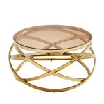 Large Rose Gold Round Abstract Coffee Table