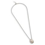 Silver Oval Pendant Long Necklace