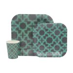 Disposable Dinner Set 60PC Green Geometric 514 Tbd