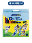 Marlin Kids 9 Pack Jumbo Wax Crayons 14MM