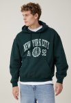 Cotton On Box Fit College Hoodie - Pine Needle Green Nyc Wax Crest