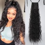 Long Curly Drawstring Ponytail Extension Heat Resistant Synthetic Clip In Natural Wave Ponytail Hair Pieces For Women Hair Acces