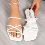 Women's Solid Color Slide Sandals Casual Square Toe Flat Summer Shoes Lightweight Slide Sandals