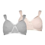 Donnay Plus Size Donna Bras 2 Pack Pink & Grey Melange Cyh Soft Cup