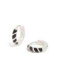 Sterling Silver Black Striped Enamel Huggie Earrings
