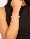 Rose Gold Flower & Heart Charm Toggle Bracelet