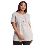 Donnay Plus Size Dolman Novelty Tee - Grey