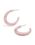 Goldair Gold Textured Lilac Enamel Lined Hoop Earrings