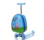 Kids Suitcase With LED Lit Wheels Scooter - 2 In 1- SIZE:16 Inches Cabin & Check-in Set 3 Wheels - 16 Inch Green Blue