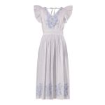 Embroidered Flutter Sleeve Dress
