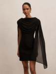 Bowie Petite MINI Dress With Shawl - 16 Black