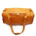 Genuine Leather Bobby Square Duffle Bag - Camel