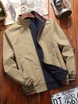 Men's Reversible Casual Stand Collar Fashion Zip Up Jacket Spring & Autumn Comfy Jacket