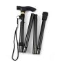 Aluminum Folding Cane Walking Stick With Rope - Black