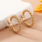 Twist Round Clips On Earrlings Monochrome Delicate Copper Ear Jewelry Vintage Simple Style Earrings For Women