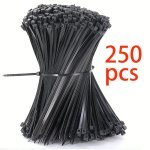 50 250PCS Cable Ties Heavy Duty 10.16CM 15.24CM 20.32CM 25.4 Cm Plastic Wire Ties With 22.68 Kg Tensile Strength Self-locking Bl