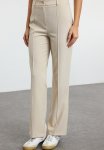 High Waist Ribbed Stitched Woven Trousers - Mink