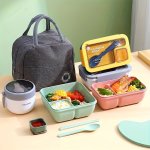Heart Leaf 3-PIECE Lunch Box Set With Insulated Handbag - Casual Style Portable Food Storage Containers With Lids Lightweight Pl