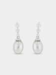 Sterling Silver Cubic Zirconia Freshwater Pearl Drop Earrings