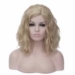 Beron 14 Women Girls Short Curly Bob Wavy Wig Body Wave Halloween Cosplay Daily Party Wigs Blonde