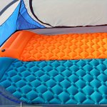 1PC Foot-operated Inflatable Mattress Elastic Fabric Composite Tpu Foldable Soft Comfortable Portable Lightweight With Pillow-sh