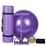 Fitness Equipment Yoga Mat Pilates Ball Ankle Puller Set - Purple - 5-IN-1