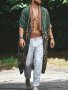 Men's Bohemian Style Floral Long Cloak For Beach Vacation Ethnic Style Costume Sun-protective Coat Long Blouse Shirt For Summer/spring/autumn Men's Clothing Plus Size