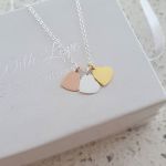 Katherine 925 Sterling Silver Triple Heart Necklace 7MM 45CM Chain