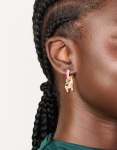 Goldair Gold Light Pink Enamel Elephant Huggie Earrings