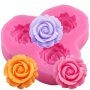 1PC 3 Cavity Rose Flower Shaped Silicone Mold 3D Fondant Mold For Diy Pudding Chocolate Candy Desserts Gummy Cupcake Handmade Soap Ice Cube Ice