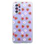Red Strawberries And Daisies Print Phone Case For Samsung A72 - Transparent