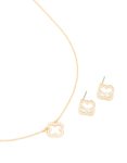 Goldair Gold Cubic Zirconia Outline Flower Earring & Necklace Set