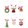 Set Of 6 Cocktail Markers Champagne Glasses Christmas Decorations