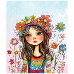 Fabric Paint Tote Floral Girl