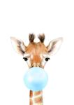 Bubble Gum Giraffe - Wall Art Print Blue - A1