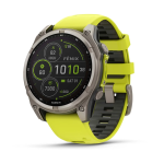 Garmin Fenix 8 - 47MM - Solar Sapphire - Titanium With Amp Yellow graphite Band
