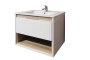 Celeste Floating Bathroom Vanity In White With Washed Shale Accent