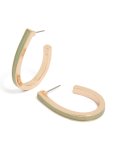 Goldair Gold Green Enamel Oval Hoop Earrings