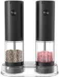 Electric Salt And Pepper Grinder Set With Stand Battery-operated Black And Clear Electric Hand Muller Grinder