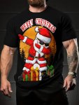 Christmas Pattern Print Crew Neck T-Shirt For Summer Men's Soft Short Sleeve Top Stylish Comfy Tee For Casual Wear