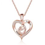CNE103207RG - Rose Gold Plated Sterling Silver Mom & Child Engraved Necklace